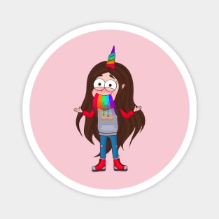 Cute Unicorn Girl Throwing Up Rainbow Magnet